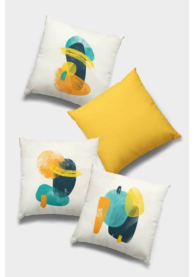 Sarı Modern Çift Taraflı 4'lü Set Kırlent Kılıfı 4kr046n11
