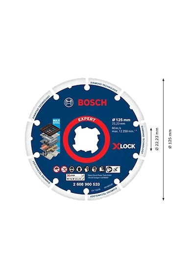 Professional 1x Expert Diamond Metal Wheel X-lock Kesme Diski 125 Mm Dökme Demir, Paslanmaz Çelik, Çelik, Demir İçermeyen Metalle, Ø 125 Mm, Aksesuar Küçük Avuç Taşlama Makinesi