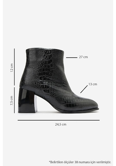 Luvi Shoes Lynda Siyah Baskı Kadın Kalın Topuklu Bot