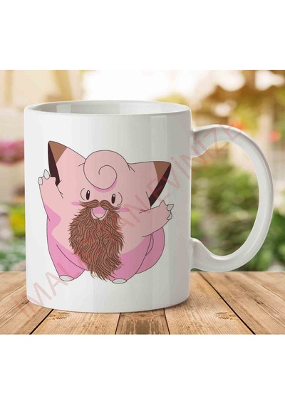 1-803 Beardemon Clefairy Pokemon Beardjpeg İki Tarafı Baskılı Kupa Bardak.jpg Çok Renkli