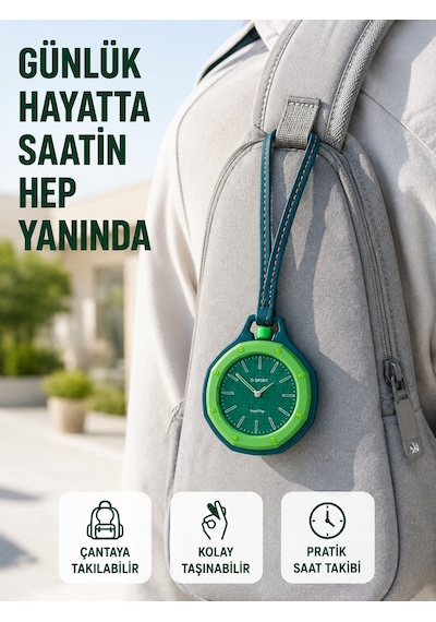 Çanta Charmı Askılı Analog Taşınabilir Saat Günlük Aksesuar Yeşil - Lisinya