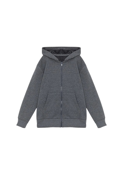 Ahengim Kız - Erkek Çocuk Basic Fermuarlı Kalın 3 İplik Kışlık Okul Sweat Ak1815 Antrasit