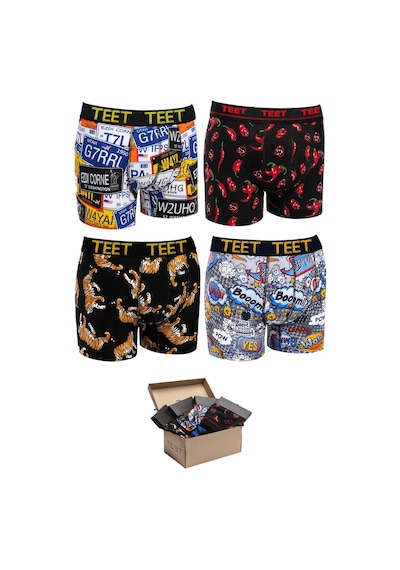 Teet Premium Erkek Boxer Pamuklu Desenli 4'Lü Set K1 001