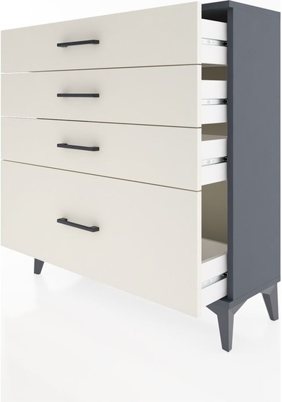 Arges Şifonyer 4 Çekmeceli 88x30x96 Antrasit-aytaşı Antrasit
