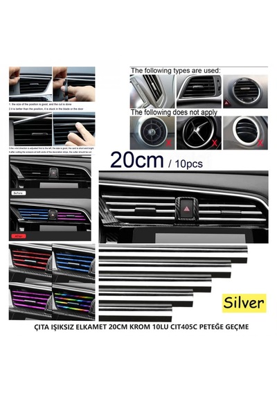Çıta Işıksız Elkamet 20cm Krom 10lu Peteğe Geçme 1