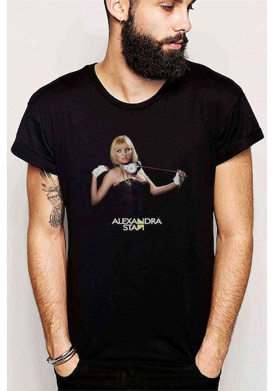 Alexandra Stan Baskılı Siyah Erkek Tshirt