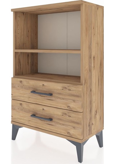 Arges Komodin 2 Raflı 2 Çekmeceli 60x30x96 Çam-çam Çam