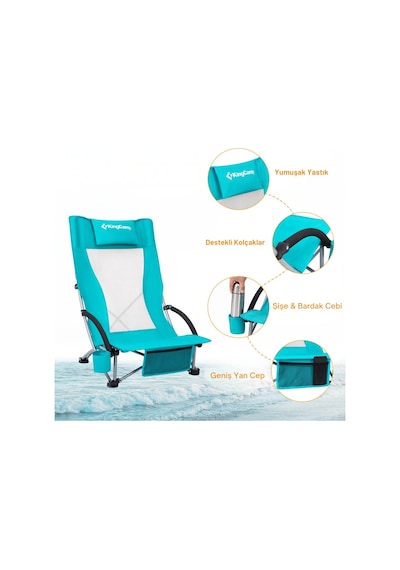 Kingcamp Lilac High Comfort Plaj Ve Dinlenme Sandalyesi Cyan Mavi