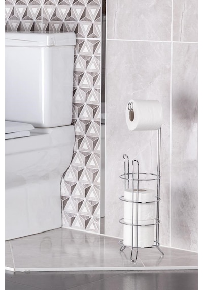 Teknotel MG093 Ayaklı Yedekli Wc Tuvalet Kağıtlık Krom