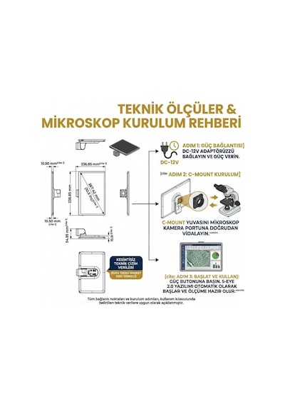 10.5 İnç Dokunmatik Ekranlı 4k Mikroskop Kamerası 8mp- Android 11, Hdmı, Usb, Lan, Dahili Ölçüm Yazılımı
