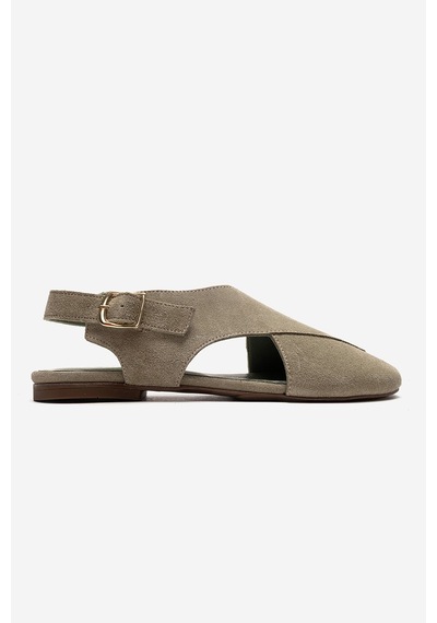Luvishoes Monaro Yeşil Süet Hakiki Deri Kadın Sandalet