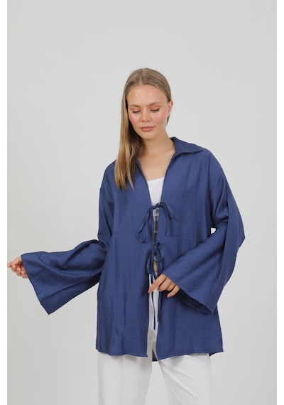 Doğal Viskon Kumaş Cepli Bağcıklı Kadın Kimono 1167 Hafif, Dökümlü, Akışkan, Yazlık Model İndigo Doğal Viskon Kumaş Cepli Bağcıklı Kadın Kimono 1167 Hafif, Dökümlü, Akışkan, Yazlık Model İndigo