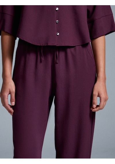 Dilvin 72195 Beli Lastikli Salaş Pantolon-bordo Bordo