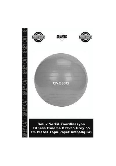 Delux Serisi Koordinasyon Fitness Esneme Bpt-55 Grey 55 Cm Plates Topu Poşet Ambalaj Gri