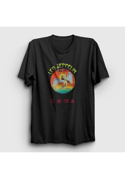 Presmono Unisex Swan Led Zeppelin T-shirt Siyah