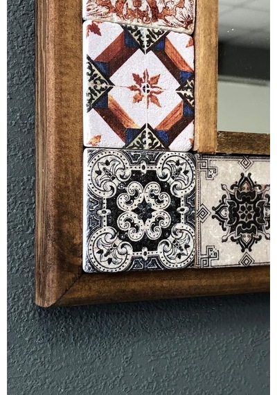 Oscar Stone Decor Masif Çerçeveli Mozaik Taş Ayna 43 Cm X 43 Cm Diğer