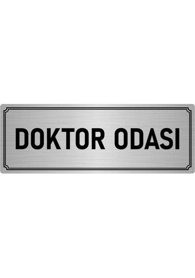 Metal Yönlendirme Levhası, Departman Kapı İsimliği Doktor Odası 7x20 cm Gümüş Renk