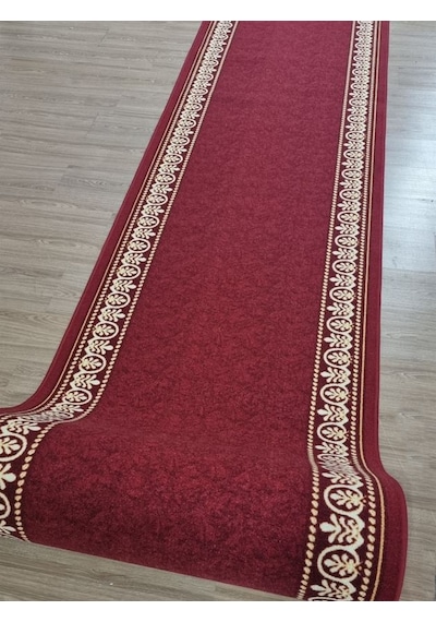 Firdevslife Varaklı Protokol Halısı Kaymaz Taban Jel Yolluk Kapı Önü Paspası 100cm Bordo Bordo