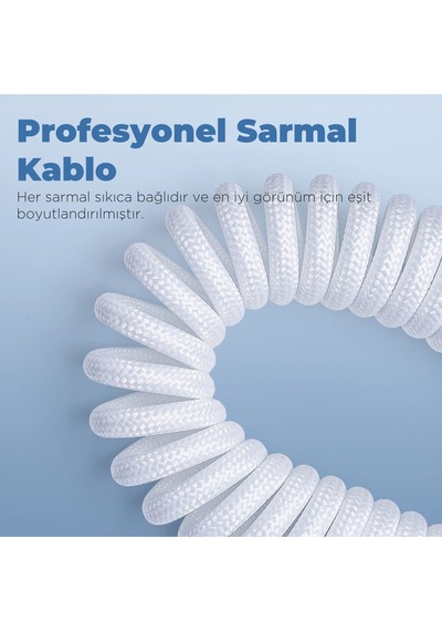 Mekanik Klavyeler İle Uyumlu Coiled Cable- Örgülü Sarmal Type-c Klavye Kablosu