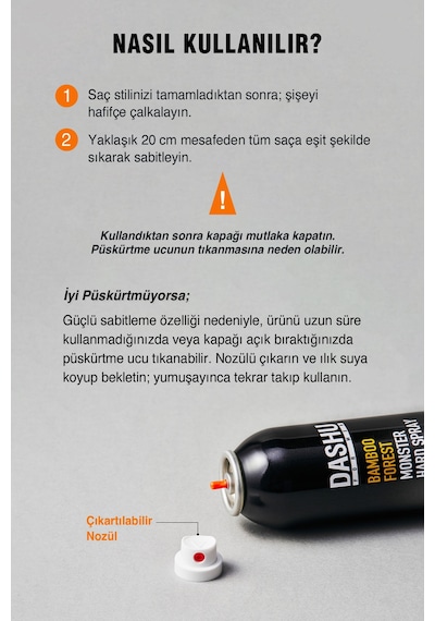 Anında Etkili Ultra Güçlü Saç Sabitleyici Sprey Dashu For Men Bamboo Forest Monster Hard Spray