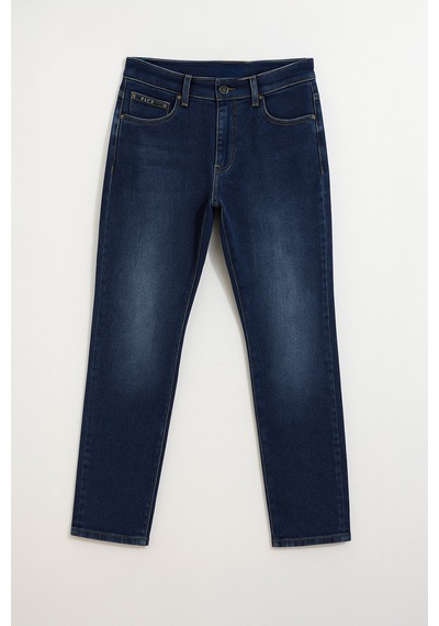Banny Jeans Erkek Düz Kesim Esnek Rahat Koyu Mavi Jean Pantolon Koyu Mavi