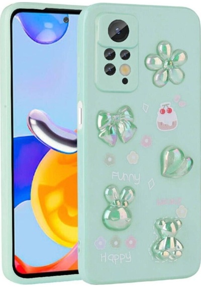 Xiaomi Redmi Note 12 Pro 4g Kılıf Kabartma Figürlü Parlak Zore Toys Silikon Kapak Light Green