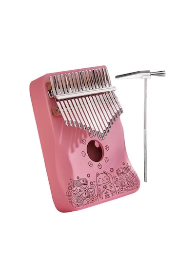 Midex KLX - 350 Pembe Kalimba Gerçek Ağaç 17 Tuşlu Full Set