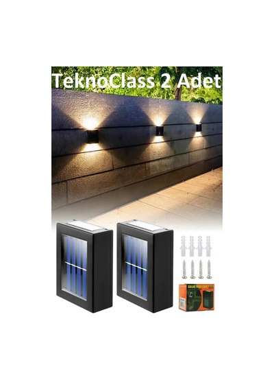 Solar Çift Taraflı Duvar Lambası Güneş Enerjili Aydınlatma Dekorasyon Aplik Işık 2 Li 5570 Diğer
