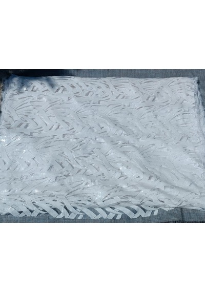 Pullu Nakışlı Beyaz Dantel Abiyelik Gelinlik Tül Kumaş 1,30X22M