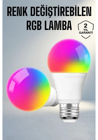 Rgb Işıklı Değişken Renkli 10 Watt Led Ampul A+ Enerji .