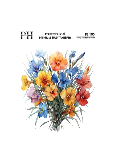 Polyesterhobi Premium Sulu Transfer 25x35 Cm Çiçek Desenli Ps 103