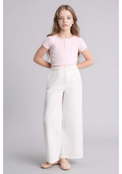 Defacto Wıde Leg Düz Paça Gabardin Pantolon Kız Çocuk G0604a826smwt34 Beyaz-wt34
