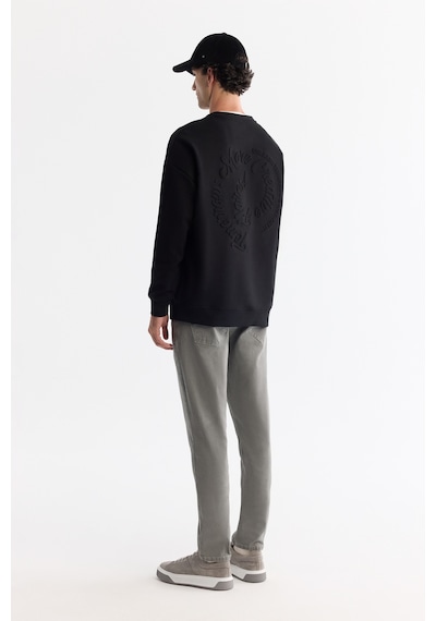 Avva Erkek Siyah Bisiklet Yaka Elastan Oversize Fit Sweatshirt A42y1248