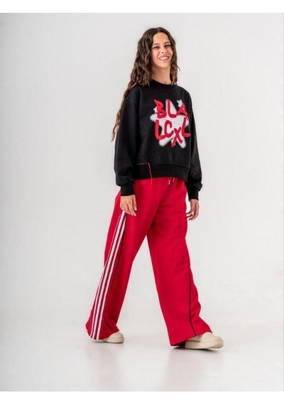 Kız Çocuk Black Yazılı Sweatshirt-14772 Siyah