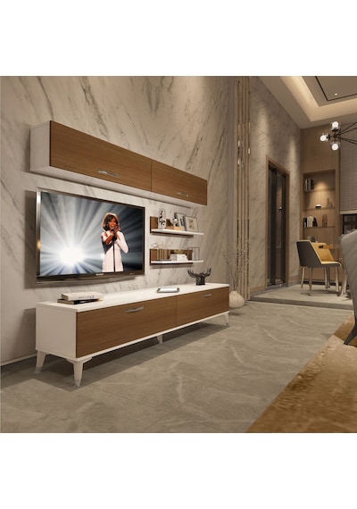 Decoraktiv Eko 5 Slm Std Silver Tv Ünitesi Tv Sehpası Beyaz - Ceviz