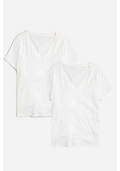 Kadın V Yaka Regular Tshirt Spr24tsk45-2 Beyaz
