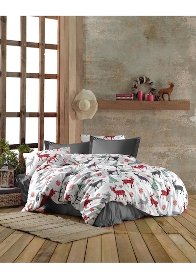 Lionas Çocuk Desen Çarşafı Lastikli 120x200 Yataklar İçin Nevresim Takımı 2 Yastıklı Beyaz