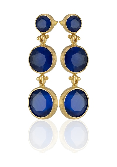 Kadir Jewellery 22 Ayar Altın Kaplama Vintage Küpe -el İşçiliği Ve Hipoalerjenik Küpe Parlement Mavisi 25108891
