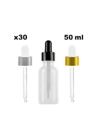 Afracam Şeffaf 50 Ml Kapaklı Dropper Damlalık Cam Şişe 30 Adet Siyah