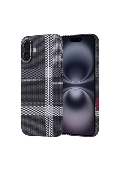 Zore Apple iPhone Uyumlu 16 Plus Kılıf Magsafe Şarj Özellikli Karbon Fiber Görünümlü Omsy Nekst Kapak - Gri-siyah