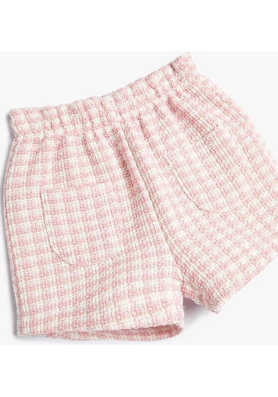 Koton Şort Cep Detaylı Beli Lastikli Pembe Ekose 4smg40036aw 4SMG40036AW2C7 Pembe