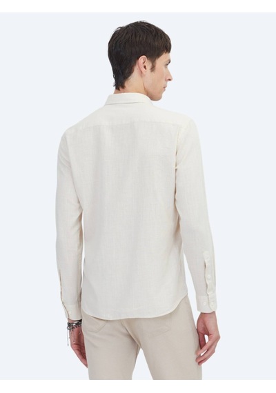 Kip Bej Regular Fit Dokuma Casual %100 Pamuk Gömlek