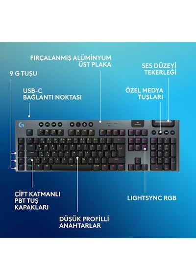 Logitech 920-012676 G915 X Lightspeed Tactile Switch Low Profile RGB Oyuncu Klavye