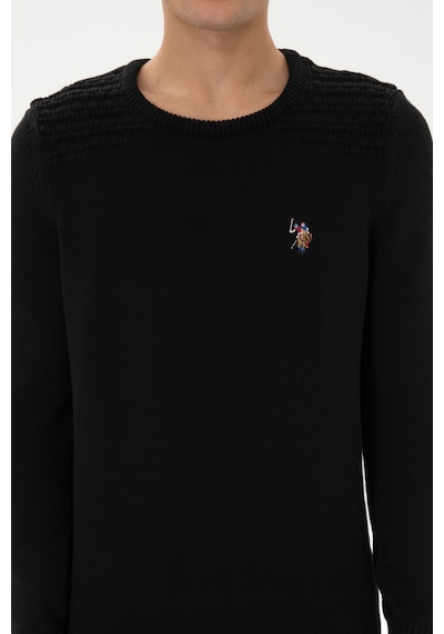 U.S. Polo Assn. Erkek Slim Fit Bisiklet Yaka Siyah Kazak 50314975-VR046