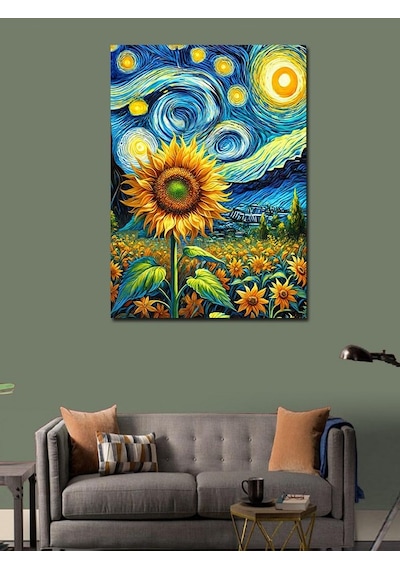 Kanvas Tablo Van Gogh Tarzı Ayçiçeği 100cmx140cm