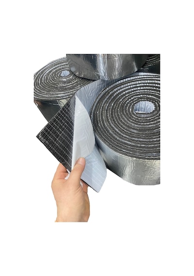 Kauçuk Bant Oto Ses Yalıtımı 6mm Alüminyum Folyolu 20 Cm X 10 Met