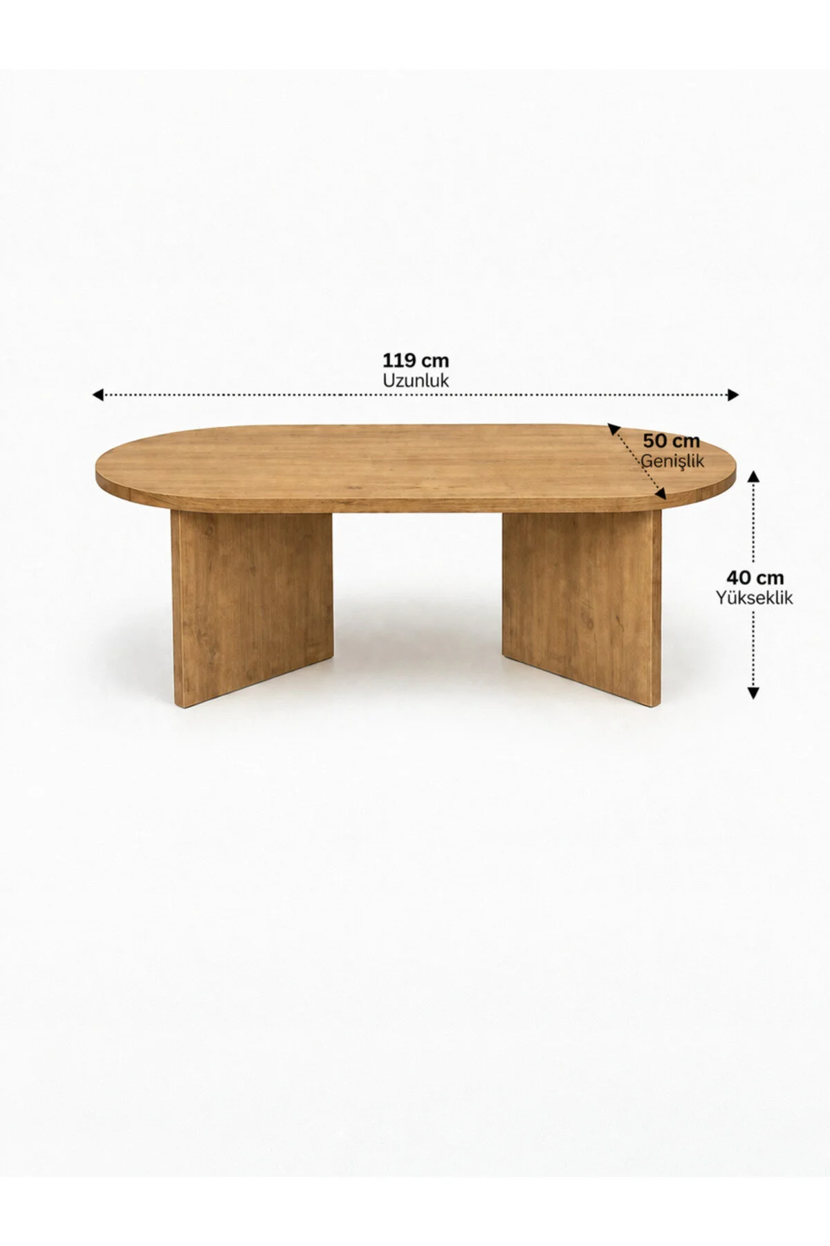 Modern Oval Orta Sehpa Minimal Ahşap Salon Sehpası Şık Tasarım Safir Meşe