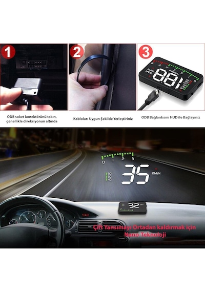 Dailytech Hud Head Up Display 3.5 İnç Obd Sanal Gösterge Paneli