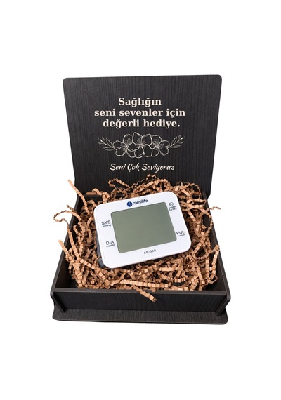 Türkçe Konuşan Bilekten Tansiyon Aleti Kişiye Özel İsimli Ahşap Kutulu Dijital Tansiyon Ölçer -