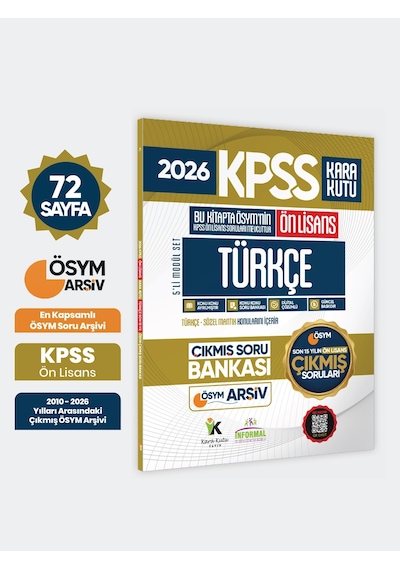 2026 Fullönlisans Kpss Türkçe Kara Kutu ÖSYM Çıkmış Soru Bankası Son 15 Yıl (Sadece Ön Lisans)